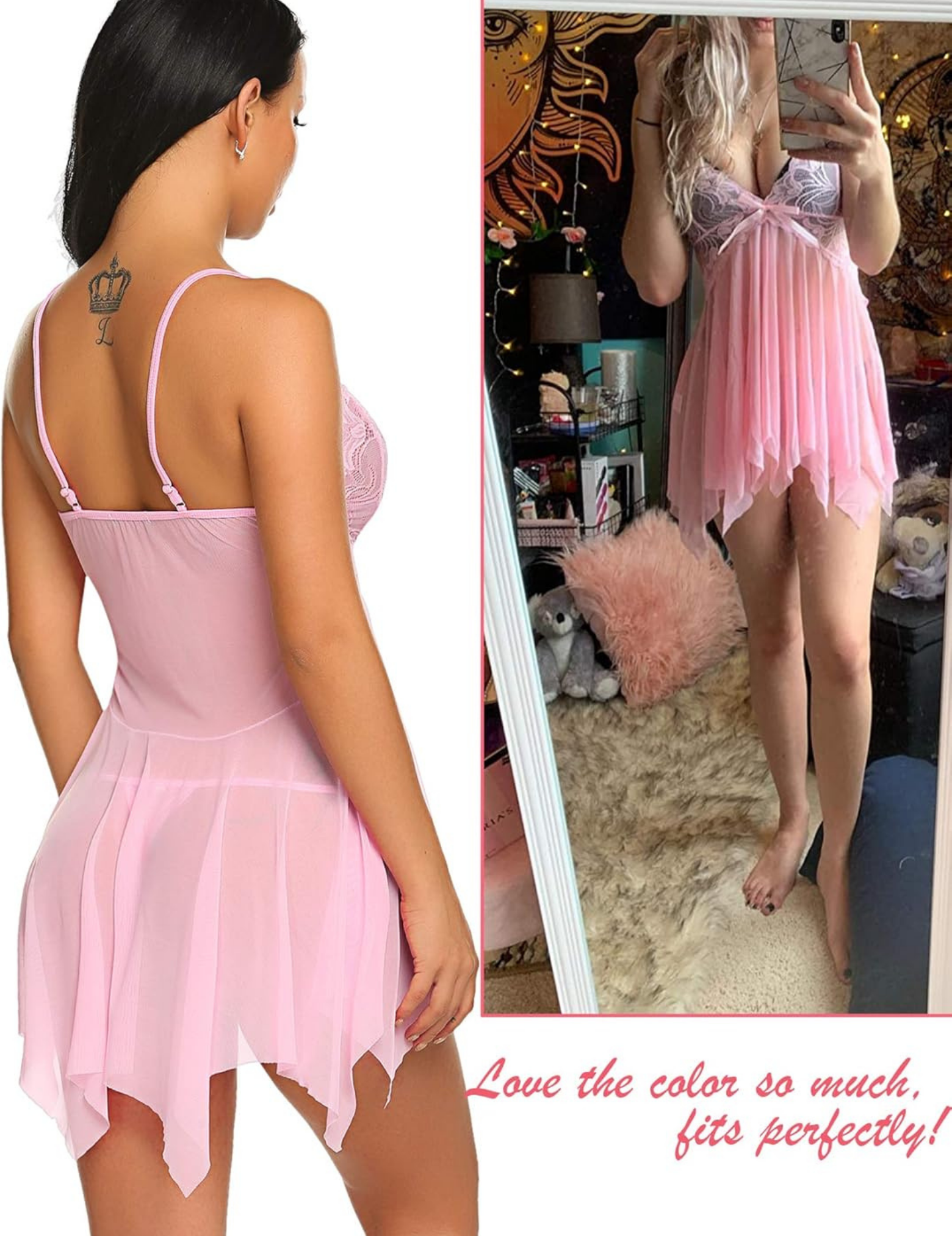Women Babydoll Lace Sleepwear Lingerie | Floral Teddy Sexy Night Dress for Women Honeymoon, Stylish Nightwear, Valentine Festival Dress, Bridal First Night, Hot Nighty