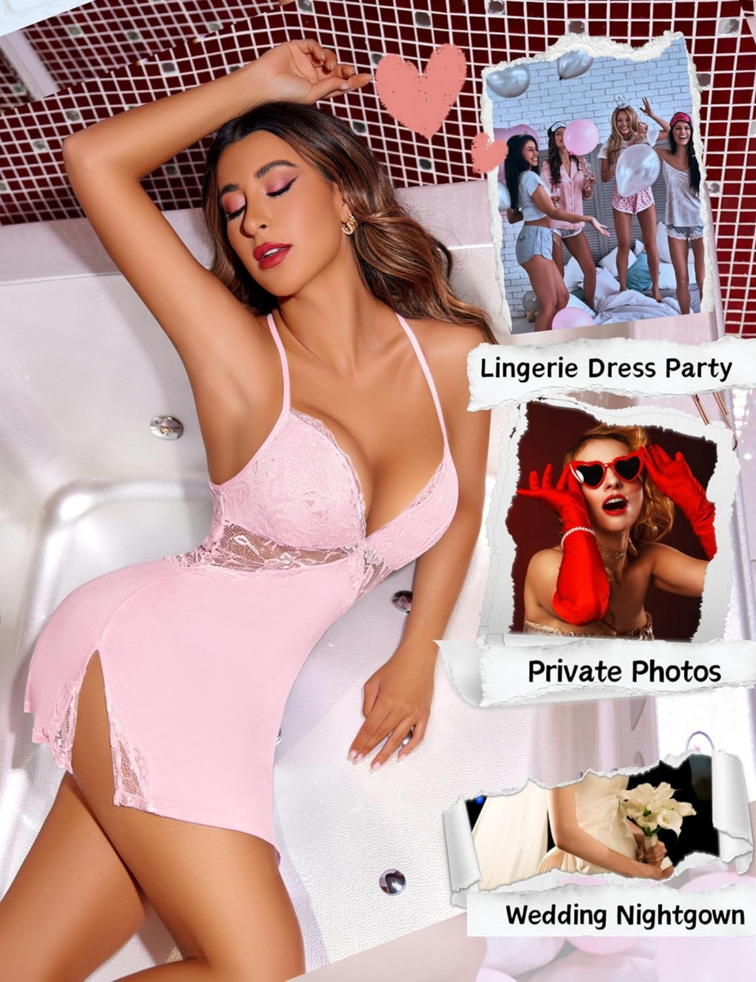 Women Babydoll Lace Chemise Sleepwear Lingerie Set with Panty | Sexy Night Dress for Women Honeymoon, Hot Nighty, Stylish Nightwear, Valentine Festival Dress, Bridal First Night Lingerie