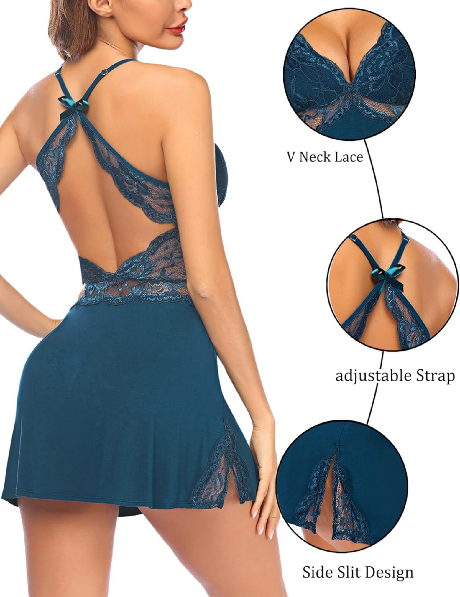 Women Babydoll Lace Chemise Sleepwear Lingerie Set with Panty | Sexy Night Dress for Women Honeymoon, Hot Nighty, Stylish Nightwear, Valentine Festival Dress, Bridal First Night Lingerie