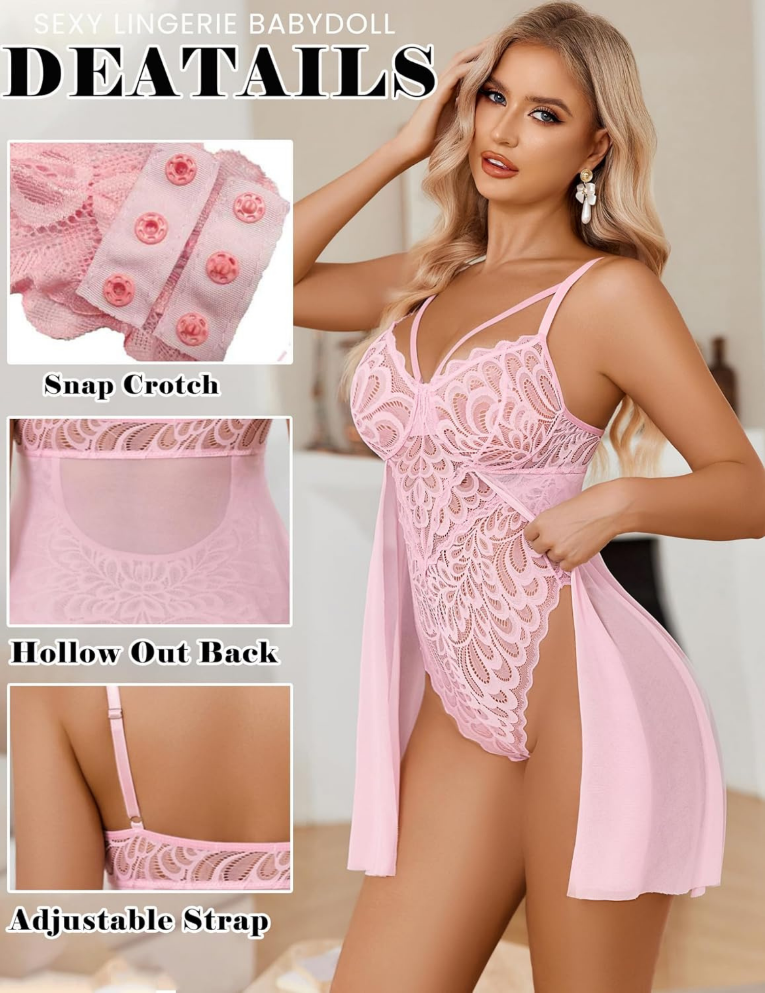 Women Babydoll Lace Sleepwear Lingerie | Floral Teddy Sexy Night Dress for Women Honeymoon, Stylish Nightwear, Valentine Festival Dress, Bridal First Night, Hot Nighty